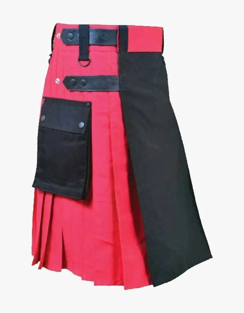 A PINK AND BLACK UTILITY KILT