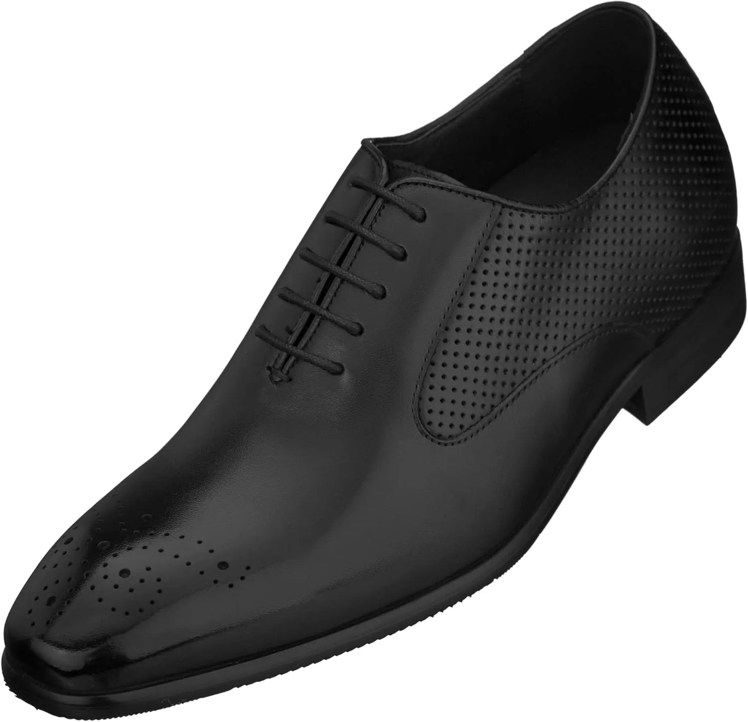 CALTO Men's Invisible Height Increasing Elevator Shoes - Black Premium Leather Lace-up Formal Oxfords - 2.4 Inches Taller - Y6012 - Size 9 D(M) US