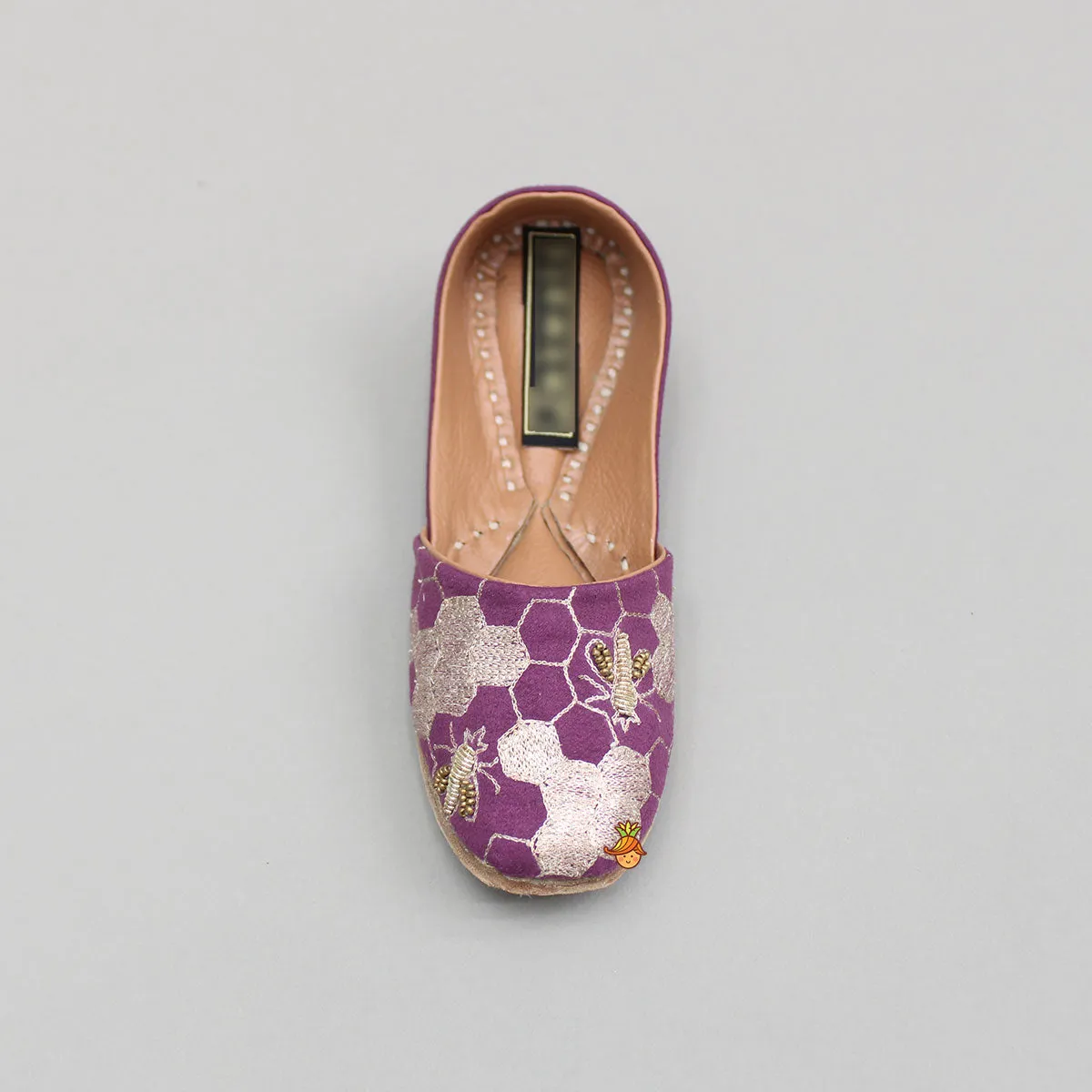 Embroidered And Embellished Wine Jutti