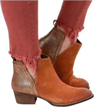 Gibobby Booties for Women Womens Ankle Boots Pointed Toe Faux Stacked Chunky Heels Leopard Side Zipper Booties