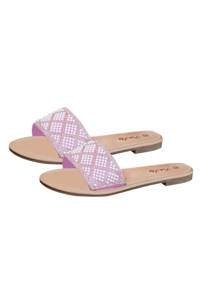 Izzy Pink Embellished Slides FINAL SALE