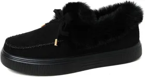 Ladmiple Boots for Women Ankle Booties with Fur Warm Winter Snow Short Booties Fashion Comfortable Slip On Walking Shoes