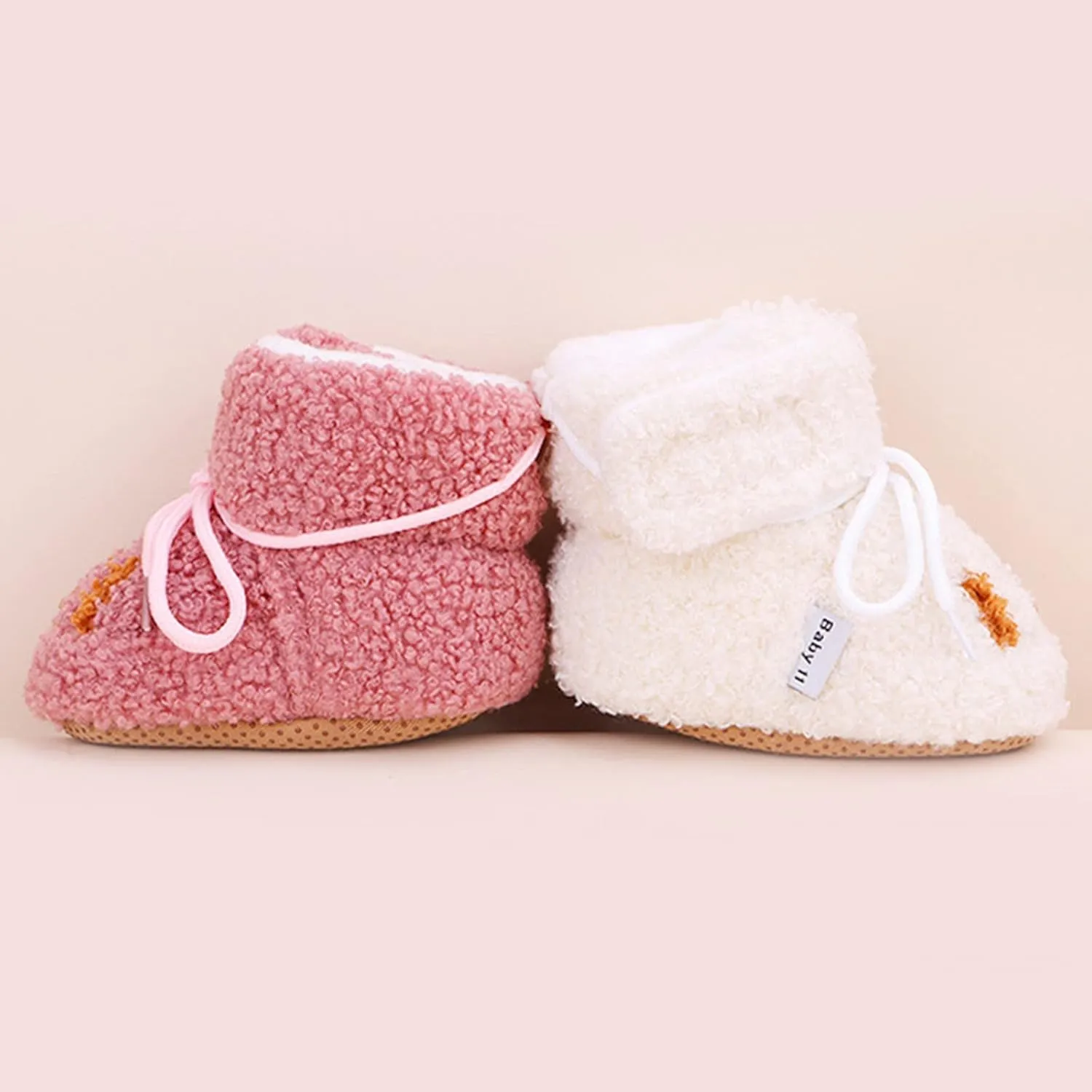 Newborn Fleece Slippers Soft Sole Ankle Boooties Newborn Cozy Winter Warm Socks Non-Slip Infant Toddler Crib Shoes