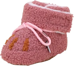 Newborn Fleece Slippers Soft Sole Ankle Boooties Newborn Cozy Winter Warm Socks Non-Slip Infant Toddler Crib Shoes