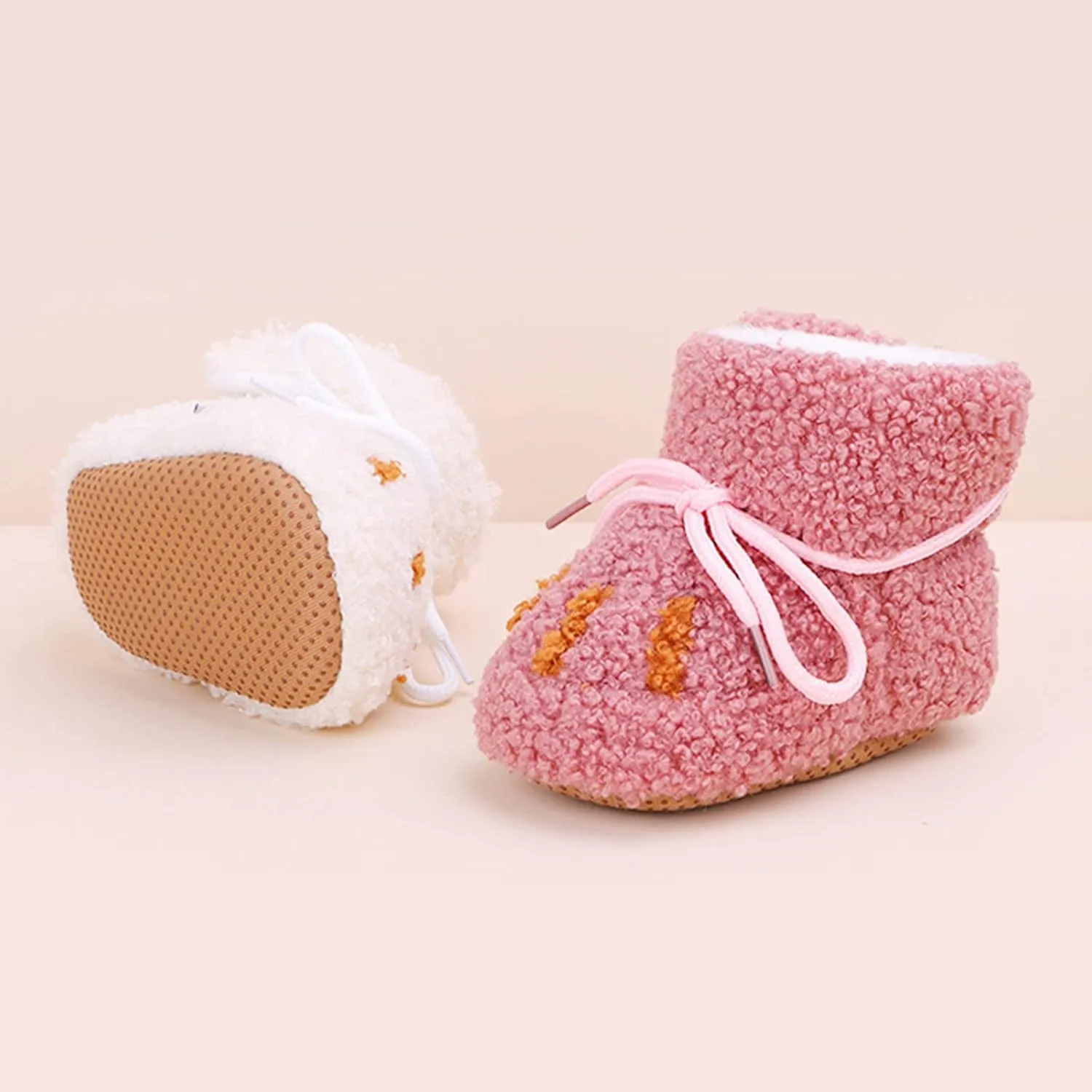 Newborn Fleece Slippers Soft Sole Ankle Boooties Newborn Cozy Winter Warm Socks Non-Slip Infant Toddler Crib Shoes