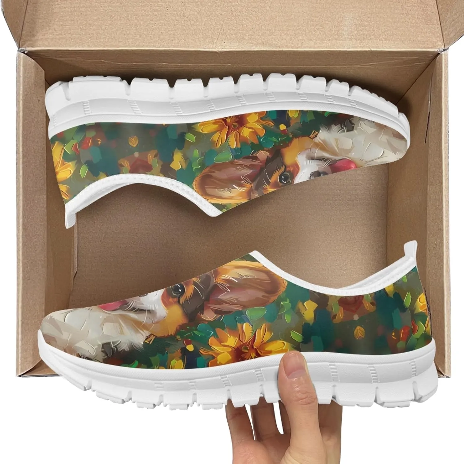 Trendy Print Womens Shoes Slip-on Walking Shoes Sneakers Breathable Mesh Casual Footwear