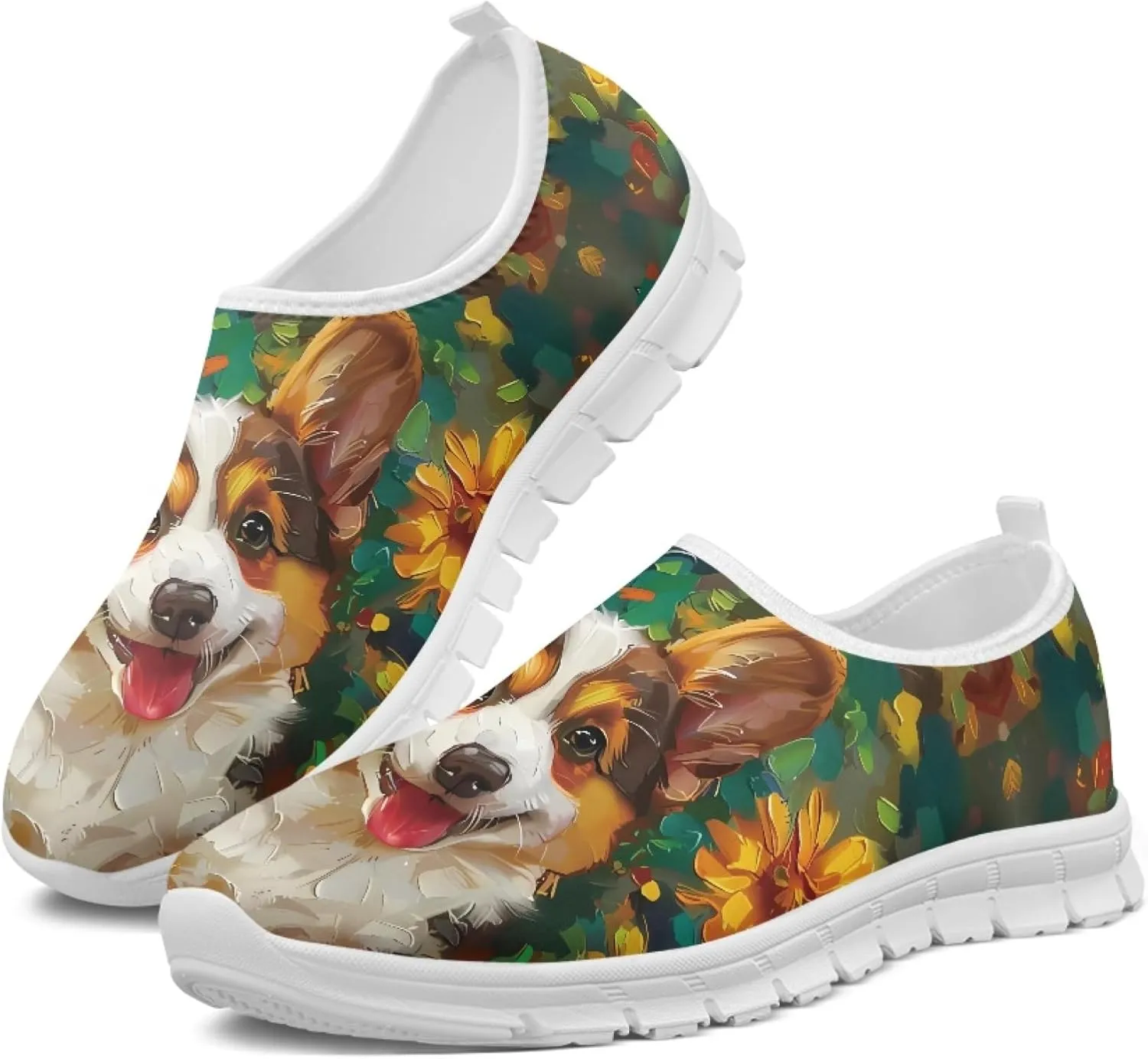 Trendy Print Womens Shoes Slip-on Walking Shoes Sneakers Breathable Mesh Casual Footwear