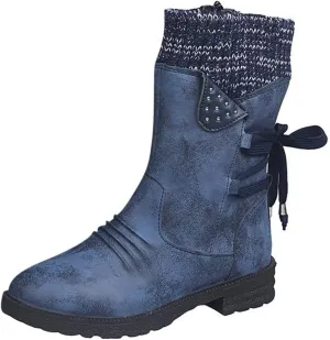 Women's Snow Winter Boots Mid Calf Warm Faux Fur Lined Lace Up Anti-slip Outdoor Boots Women's Snow Boots