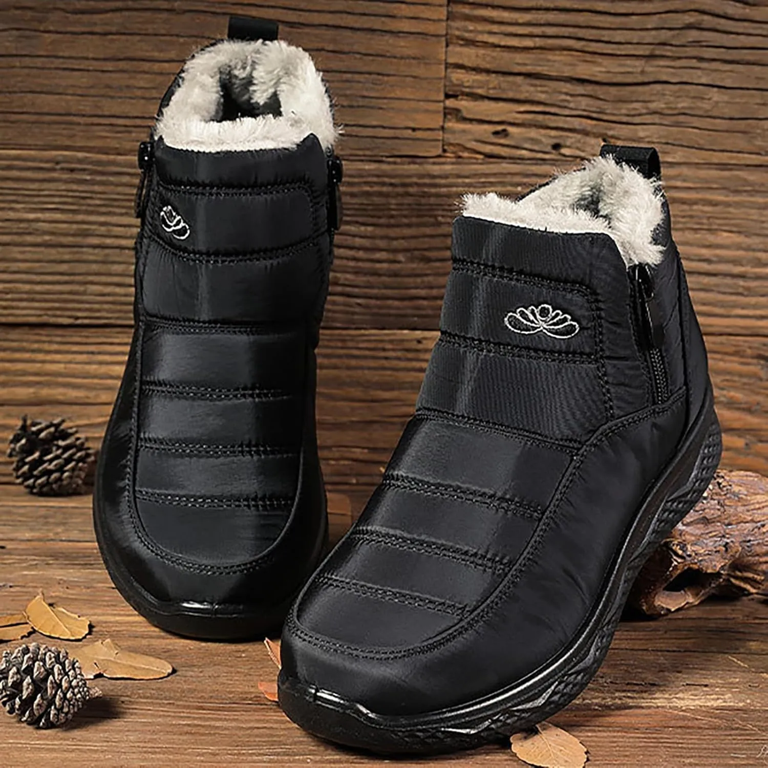 Womens Winter Boots with Zipper Adults Snow Booties Womens Mens Shoes Slip On Barefoot Shoes Grounded Footwear Hiking Mens Running Shoes Mens Winter Booties